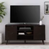 Doerun Mid-Century Modern Storage TV Stand For TVs Up To 48" Dark Gray/Black - Christopher Knight Home