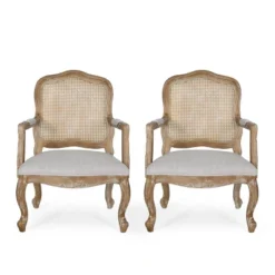 Set Of 2 Andrea French Country Wood And Cane Upholstered Dining Armchairs - Christopher Knight Home 29 Set Of 2 Andrea French Country Wood And Cane Upholstered Dining Armchairs - Christopher Knight Home -Living Furniture GUEST 1db3aa0c f3e5 483b afa0 63c954e34df1