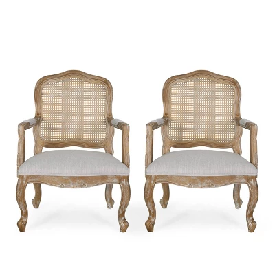Set Of 2 Andrea French Country Wood And Cane Upholstered Dining Armchairs - Christopher Knight Home 15 Set Of 2 Andrea French Country Wood And Cane Upholstered Dining Armchairs - Christopher Knight Home - Image 15
