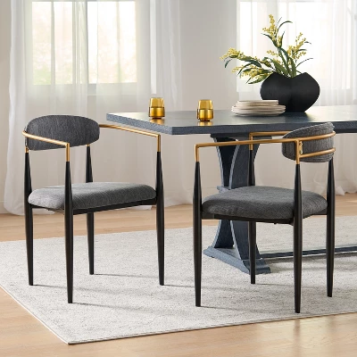 Christopher Knight Home Teuvo Modern Fabric Upholstered Iron Dining Chairs (Set Of 2) 12 Christopher Knight Home Teuvo Modern Fabric Upholstered Iron Dining Chairs (Set Of 2) - Image 12