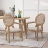 Set Of 2 Judith French Country Wood And Cane Upholstered Dining Chairs - Christopher Knight Home