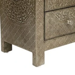 Deschutes Handcrafted Boho 3 Drawer Nightstand Silver - Christopher Knight Home -Living Furniture GUEST 1ec3383b 2d0b 40df 8c02 ed08a72b5a76