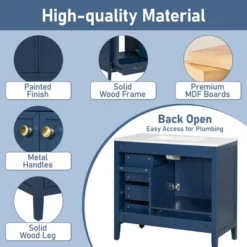 Christopher Knight Home Bathroom Vanity With Ceramic Sink, Bathroom Cabinet With Soft-Closing Door, Drawers Of Different Sizes, Solid Wood Frame & Leg -Living Furniture GUEST 1f1866a2 64e0 495e af38 aaefd5575d68