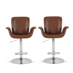 2pc Romer Mid Century Modern Bentwood Adjustable Swivel Counter Height Barstools - Christopher Knight Home -Living Furniture GUEST 20bd6647 609b 4688 9149 b72b485b025b