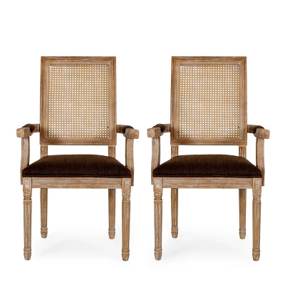 Set Of 2 Maria French Country Wood And Cane Upholstered Dining Chairs - Christopher Knight Home 18 Set Of 2 Maria French Country Wood And Cane Upholstered Dining Chairs - Christopher Knight Home - Image 18