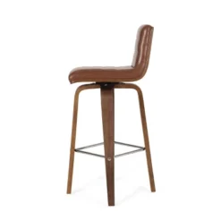 2pc Hargis Mid Century Modern Channel Stitch Bentwood Swivel Counter Height Barstools - Christopher Knight Home -Living Furniture GUEST 21657aaa 1114 448f 916c cba497d9b7d7