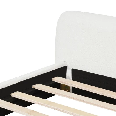 Christopher Knight Home Samson Modern Boucle Upholstered Wood Platform Bed With Headboard, White 7 Christopher Knight Home Samson Modern Boucle Upholstered Wood Platform Bed With Headboard, White - Image 7