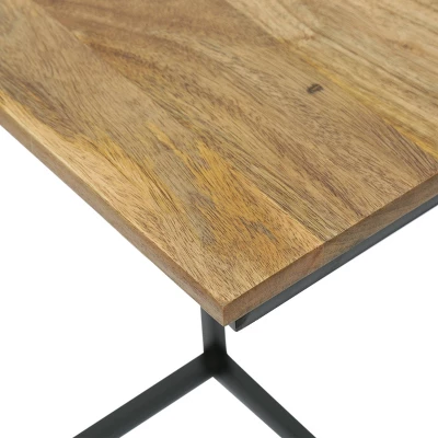 Oceola Modern Industrial Handcrafted Mango Wood C Shaped Side Table With Charging Port Natural/Black - Christopher Knight Home 6 Oceola Modern Industrial Handcrafted Mango Wood C Shaped Side Table With Charging Port Natural/Black - Christopher Knight Home - Image 6