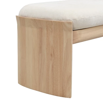 Christopher Knight Home Bellomy Modern 51.5 Inch Rubberwood Upholstered Ottoman 5 Christopher Knight Home Bellomy Modern 51.5 Inch Rubberwood Upholstered Ottoman - Image 5