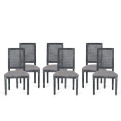 Set Of 6 Regina French Country Wood And Cane Upholstered Dining Chairs - Christopher Knight Home -Living Furniture GUEST 23ff173b f4f4 46c3 95aa 992f09598fb4