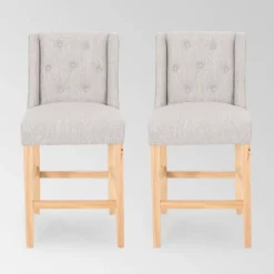 Set Of 2 Landria Button Tufted Wingback Counter Height Barstools - Christopher Knight Home -Living Furniture GUEST 24747eef cea2 4e8a a612 a3c7ac47f0a2