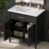 Christopher Knight Home Kachina Modern 31" Bathroom Vanity With Ceramic Sink, 2 Doors And Adjustable Shelf
