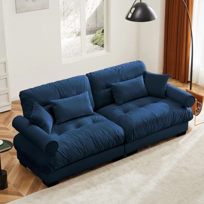 Christopher Knight Home Bernal 93.7" Modern 2 Seat Velvet Round Arm Sofa With Pillows 1 Christopher Knight Home Bernal 93.7" Modern 2 Seat Velvet Round Arm Sofa With Pillows