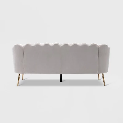 Reitz Modern Glam Velvet Channel Stitch 3 Seater Shell Sofa - Christopher Knight Home 3 Reitz Modern Glam Velvet Channel Stitch 3 Seater Shell Sofa - Christopher Knight Home - Image 3