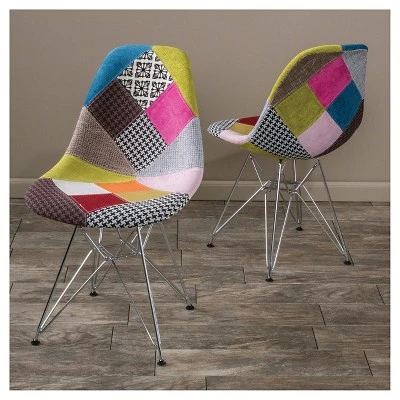 Set Of 2 Wilmette Patchwork Fabric Chair Black/Pink/Green - Christopher Knight Home 1 Set Of 2 Wilmette Patchwork Fabric Chair Black/Pink/Green - Christopher Knight Home