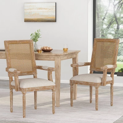 Set Of 2 Maria French Country Wood And Cane Upholstered Dining Chairs - Christopher Knight Home 1 Set Of 2 Maria French Country Wood And Cane Upholstered Dining Chairs - Christopher Knight Home