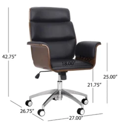 Cannonade Mid-Century Modern Swivel Office Chair Black/Walnut - Christopher Knight Home 21 Cannonade Mid-Century Modern Swivel Office Chair Black/Walnut - Christopher Knight Home -Living Furniture GUEST 28894c7a 5b49 4086 9e24 df44d82718a7