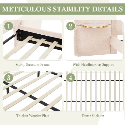 Christopher Knight Home Lindis Modern Upholstered Bed With 2 Built-in Shelves 7 Christopher Knight Home Lindis Modern Upholstered Bed With 2 Built-in Shelves - Image 7