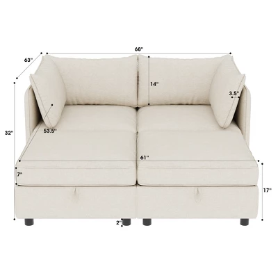 Christopher Knight Home Penny Versatile 68" Modular Storage Loveseat With Two Ottomans 3 Christopher Knight Home Penny Versatile 68" Modular Storage Loveseat With Two Ottomans - Image 3