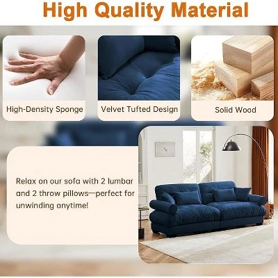 Christopher Knight Home Bernal 93.7" Modern 2 Seat Velvet Round Arm Sofa With Pillows 4 Christopher Knight Home Bernal 93.7" Modern 2 Seat Velvet Round Arm Sofa With Pillows - Image 4