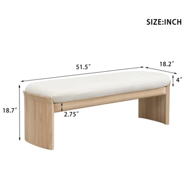 Christopher Knight Home Bellomy Modern 51.5 Inch Rubberwood Upholstered Ottoman 2 Christopher Knight Home Bellomy Modern 51.5 Inch Rubberwood Upholstered Ottoman - Image 2