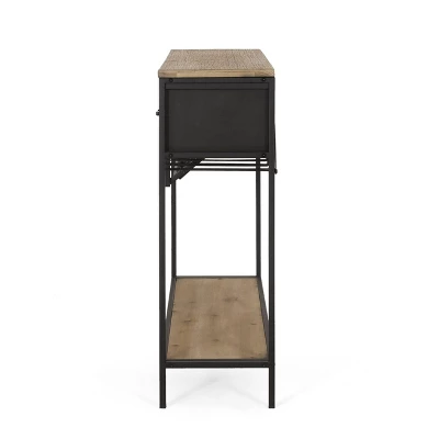 Boster Boho Industrial 8 Bottle Wine Rack Console Table With Storage Natural/Black - Christopher Knight Home 5 Boster Boho Industrial 8 Bottle Wine Rack Console Table With Storage Natural/Black - Christopher Knight Home - Image 5