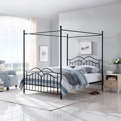 Queen Earhart Traditional Iron Canopy Bed - Christopher Knight Home 1 Queen Earhart Traditional Iron Canopy Bed - Christopher Knight Home