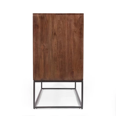 Punjab Handcrafted Boho Mango Wood 2 Door Sideboard French Gray/Antique Bronze - Christopher Knight Home 6 Punjab Handcrafted Boho Mango Wood 2 Door Sideboard French Gray/Antique Bronze - Christopher Knight Home - Image 6