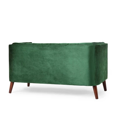 Holasek Contemporary Velvet Upholstered Tufted Loveseat - Christopher Knight Home 2 Holasek Contemporary Velvet Upholstered Tufted Loveseat - Christopher Knight Home - Image 2