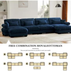 Christopher Knight Home Chasel Modern 4 Seater Velvet 166" U Sofa With Bolstered Armrests And Two Movable Ottomans -Living Furniture GUEST 32ad9fc3 4f8a 4b94 9d83 3ae101024c78