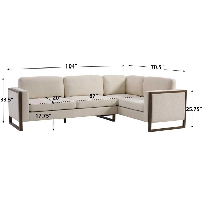 Christopher Knight Home Iansan 104'' 5-Seater Modern Rubberwood Upholstered L-Shaped Sectional Sofa 2 Christopher Knight Home Iansan 104'' 5-Seater Modern Rubberwood Upholstered L-Shaped Sectional Sofa - Image 2