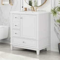 Christopher Knight Home Thomas 30" Bathroom Vanity With Sink, One Door With Shelf And Three Drawers 35 Christopher Knight Home Thomas 30" Bathroom Vanity With Sink, One Door With Shelf And Three Drawers -Living Furniture GUEST 330cbb89 d0f1 43d8 ad06 a0ba1790069d