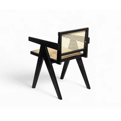 Christopher Knight Home Randall Rubberwood And Cane Arm Dining Chair With V-Shaped Legs(Set Of 2) 5 Christopher Knight Home Randall Rubberwood And Cane Arm Dining Chair With V-Shaped Legs(Set Of 2) - Image 5