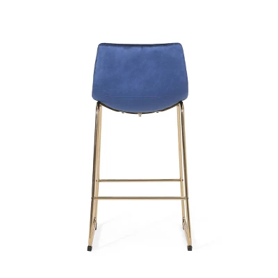 Cedric Modern Glam Velvet Counter Height Barstool Blue/Gold - Christopher Knight Home 6 Cedric Modern Glam Velvet Counter Height Barstool Blue/Gold - Christopher Knight Home - Image 6