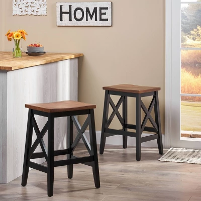 Set Of 2 Heffley Contemporary Farmhouse Wooden Counter Height Barstools Walnut/Black - Christopher Knight Home 1 Set Of 2 Heffley Contemporary Farmhouse Wooden Counter Height Barstools Walnut/Black - Christopher Knight Home