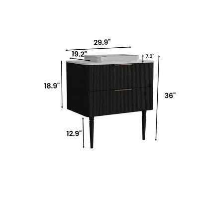 Christopher Knight Home Childe 30" Bathroom Vanity With Ceramic Sink And Double Drawer 2 Christopher Knight Home Childe 30" Bathroom Vanity With Ceramic Sink And Double Drawer - Image 2
