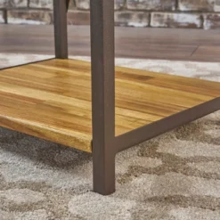 Roney 17" Bookcase With Rustic Metal Finished Iron Accents - Natural - Christopher Knight Home -Living Furniture GUEST 3589ba7a e5fe 4bad 8d7c 5fd8ace91724