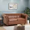 Glenmont Contemporary Channel Stitch Loveseat With Nailhead Trim - Christopher Knight Home