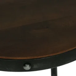 Rivet Modern Industrial Handcrafted Round Mango Wood Side Table Brown/Antique Gunmetal - Christopher Knight Home -Living Furniture GUEST 35db3b2e 5492 4917 8a65 eb338178dbf1