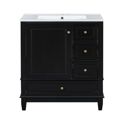 Christopher Knight Home Thomas 30" Bathroom Vanity With Sink, One Door With Shelf And Three Drawers 10 Christopher Knight Home Thomas 30" Bathroom Vanity With Sink, One Door With Shelf And Three Drawers - Image 10