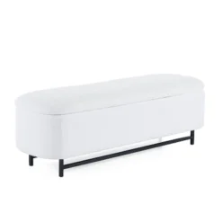 Christopher Knight Home Aurora Modern Wood And Metal Upholstered Storage Ottoman, White/Black -Living Furniture GUEST 36bc6e0d a2f7 40aa abed b3663b873e39