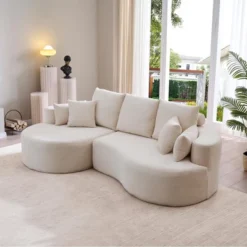 Christopher Knight Home Shamus 106" Modern Cozy Upholstered 4 Seater Curved Sectional Sofa With 7 Pillows -Living Furniture GUEST 3743622f 796d 456b 9df1 f55c678021e6