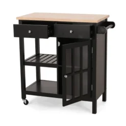 Byway Contemporary Kitchen Cart With Wheels Black/Natural - Christopher Knight Home 13 Byway Contemporary Kitchen Cart With Wheels Black/Natural - Christopher Knight Home -Living Furniture GUEST 37d7f440 7fc8 4a73 b201 5808152b7756