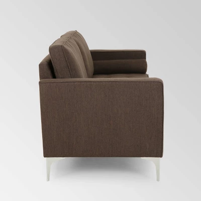 Portwall Contemporary Tufted Sofa Brown - Christopher Knight Home 3 Portwall Contemporary Tufted Sofa Brown - Christopher Knight Home - Image 3