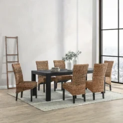 Christopher Knight Home Classic Harper Rattan And Wood Dining Chair (Set Of 2), Brown/Black -Living Furniture GUEST 3b2e3936 40a0 4c60 885e cea9f84c5343