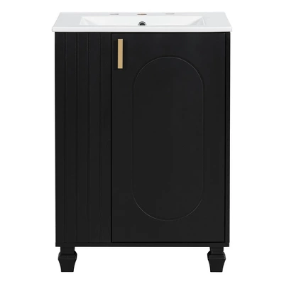 Christopher Knight Home Bathroom Vanity With Ceramic Sink, Bathroom Cabinet With Door Shelf & Side Open Storage & Solid Wood Frame & Soft Closing Door 9 Christopher Knight Home Bathroom Vanity With Ceramic Sink, Bathroom Cabinet With Door Shelf & Side Open Storage & Solid Wood Frame & Soft Closing Door - Image 9