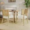 Christopher Knight Home Hana Rubberwood Upholstered Dining Arm Chairs With Cane Webbing(Set Of 2)