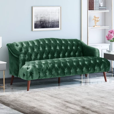 Adelia Modern Glam Tufted Velvet Sofa - Christopher Knight Home 1 Adelia Modern Glam Tufted Velvet Sofa - Christopher Knight Home