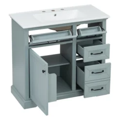 36"W Bathroom Vanity With Sink, Bathroom Cabinet With Tip-out Drawers, Storage Drawers, Door Shelf And Soft Closing Door-Christopher Knight Home 23 36"W Bathroom Vanity With Sink, Bathroom Cabinet With Tip-out Drawers, Storage Drawers, Door Shelf And Soft Closing Door-Christopher Knight Home -Living Furniture GUEST 3fa3aa63 b2f5 4c0b ad1e 6ec50482c06c