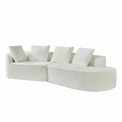 Christopher Knight Home 116" Modern Curved Sectional Sofa With High-Density Sponge And 4 Pillows 3 Christopher Knight Home 116" Modern Curved Sectional Sofa With High-Density Sponge And 4 Pillows - Image 3
